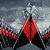 A 50x50 pixel animated icon featuring a red and black triangular shape with wing-like extensions against a gray sky background, shown across three sequential frames in a contact sheet layout.