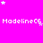 A bright pink background with white and light purple stars scattered across, displaying repeated text "MadelineC6" in pixelated font.