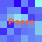 Four orange 'Peace' texts on a blue pixelated background with varying light and dark blue shades