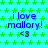 Blue text and symbols on a green star-patterned background with a gray rectangle in the bottom-right corner.