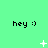 Green background with repeated 'hey :)' text and animated white sparkles in a