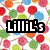 Pixelated image with colorful bubblegum lollipops on white background, text "LilliL's bubblegum club!" in bold black outlines.