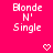 Pixelated text 'Blonde N' Single' in white on bright pink background with two pixel hearts below.