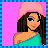 Pixel art contact sheet showing three frames of an animated buddy icon with a cartoon woman and text reading "i may be a DORK but im a cute DORK" on pink backgrounds.