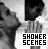 A black-and-white animated sequence showing a person in shower scenes with text overlays changing across frames.