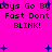 Pixelated text and blue stars on a bright pink background with repeated phrases.