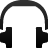 Black wireframe headphones icon with curved headband and two ear cups on a light gray background.
