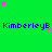 Green background with repeated blue text 'KimberleyB' and scattered pink and gray stars.