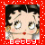 A 3x2 contact sheet of six pixelated Betty Boop frames with red dotted borders, showing subtle facial expression changes across the animation sequence.