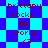 Pixelated text 'brittany rocks my world' repeated with a small 'G' symbol on a blue and purple checkered background.