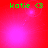 Green text 'katie' with a right-pointing arrow on a red background with shifting pink light effects.