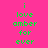 Pixelated text on bright pink background with green letters and purple rectangular overlays changing position across frames.