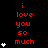 Red text 'i love you so much' on black background with white heart icons that increase in number across frames.