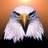 Static pixelated icon of a bald eagle's head with white feathers, yellow beak, and dark eyes against an orange gradient background.