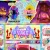 Pixelated image with abstract shapes and colors including purple, blue, yellow, pink, green, orange, red; central area shows indistinct text-like forms on a light background.