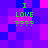 Pixelated green text "I LOVE ???" on a purple and pink gradient background with blue accents.