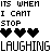 Animated pixel art displays changing text and color variations of 'ITS WHEN I CANT STOP' with heart symbols, transitioning between black and pink lettering.