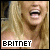 three pixelated images showing a person with long blonde hair and an open mouth, each featuring the text 'BRITNEY' in different colored backgrounds