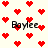 Red pixel hearts scattered on a light background with four instances of the text 'Boylee' in black pixelated font.