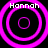 Four identical pink concentric circles with 'Hannah' text above each, arranged in a on black background