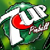 Pixelated green and white icon with red crescent shape, featuring stylized '7UP' text and leaf-like elements on a green background.