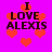 Pixelated text "I LOVE ALEXIS" on bright pink background with red hearts, two variations of heart placement and size visible across frames.