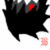 Black spiky silhouette with red heart-shaped detail and pink text, animated to shift position across frames.