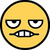 Two identical yellow circular emoji faces with narrowed eyes and gritted teeth, side-by-side on a white background.