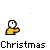 Pixelated cartoon figure in yellow shirt with white face and black eyes, holding a green-and-red object against gray background.