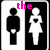 Four display black-and-white pixelated figures with pink text overlays changing across the sequence