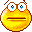 Pixelated yellow circular face with blue eyes and brown eyebrows, showing multiple mouth expressions from closed to wide open.
