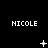 Pixelated white text 'NICOLE' repeated across a black background with animated star and dot patterns changing in sequence.