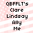 Pixelated text list on pink and white striped background with subtle dot pattern, showing names in black block letters.