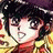 A pixelated anime-style character with dark hair and a red outfit on the left, next to black background with white text "Anime IM" and stylized signature on the right.