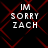 Black background with red geometric lines and white text reading "IM SORRY ZACH" in four identical quadrants.