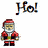Pixelated Santa Claus icon with "Ho!" text in three animated frames showing different text positions relative to the character.
