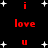 Red text and white stars on black background with repeated 'i love u' elements arranged in a pattern