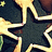 Animated icon with dark blue background, yellow stars, and two text overlays: 'perform.' in green on black and 'be a star.' in pink on black.