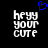 Pixelated text 'heyyy your CUTE' in white on black background with blue heart symbol above left text block.