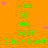 Green text on orange background repeats 'Liza is my loser I luv her!!' with pink stars scattered across the image.