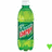 Green plastic bottle with red and white label text, three green heart icons on a white background.