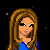 Pixel art contact sheet of a female character with long brown hair in blue top against black background, showing six distinct facial expressions across sampled frames.