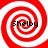 Four identical red and white spiral patterns arranged in a , each containing the text 'Shelby' in black pixelated font