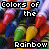 Animated sequence of repeated crayon icons with text 'Colors of the Rainbow' in varying color schemes across frames.