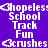 Pixelated text elements arranged in a pattern on purple and black backgrounds with white lettering
