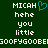 Green background displays white pixelated text 'MICAH hehe you little' with a cyan heart symbol next to 'MICAH', and a repeating 'GOOFYGOOBE' text at the bottom.