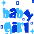 Pixelated blue and light-blue text reading "baby baby girl girl" with scattered square and star shapes on a white background, displayed as two frames in an animated contact sheet.