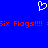 Blue background with white pixelated heart symbol above red pixelated text reading "Six Flags!!!! Six Flags!!!!" repeated twice.