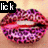 Animated sequence of lips with leopard print pattern and text overlays reading 'lick', 'those', 'lips', 'my', 'sexy', 'boy' on a beige background.