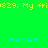 Green background with yellow text reading 'My fri' and two of cyan star-like shapes